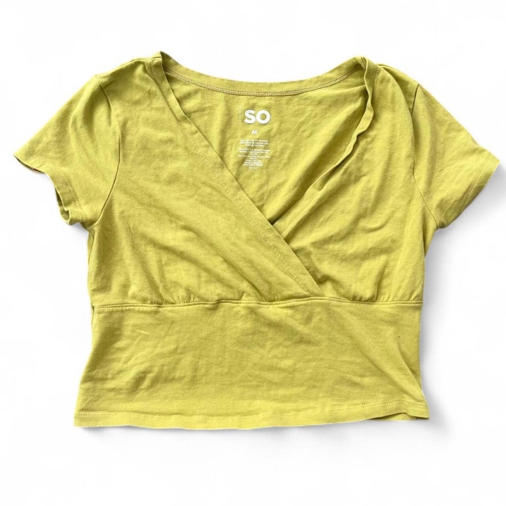 SO Women's Short Sleeve Wrap Crop Top